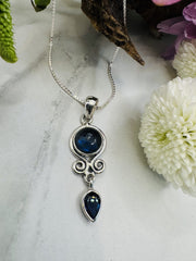 Sterling Silver Labradorite and Iolite Pendant