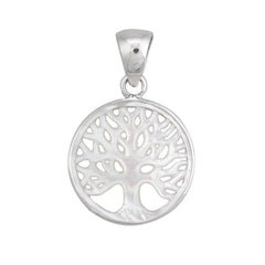 Sterling Silver Mother of Pearl Tree of Life Pendant (30mm)