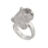 STERLING SILVER HERKIMER PRONG SET ADJUSTABLE RING