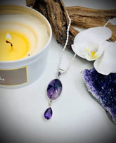 Sterling Silver Amethyst & Super Seven Drop Pendant