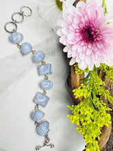 Adjustable Sterling Silver Blue Lace Agate Bracelet- Chantilly Lace