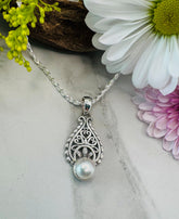 Sterling Silver Designer Pearl Pendant - Eternal Light