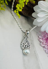 Sterling Silver Designer Pearl Pendant - Eternal Light