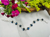 Adjustable Sterling Silver Labradorite Bracelet- Blue Fire