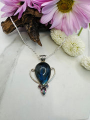 Sterling Silver Labradorite & Mystic Quartz Statement Pendant