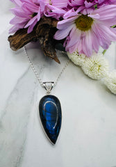 Sterling Silver Large Labradorite Teardrop Statement Pendant