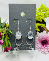 Sterling Silver Rainbow Moonstone Drop Earrings - Mystical