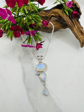 Sterling Silver Rainbow Moonstone Pendant - Drops of Jupiter