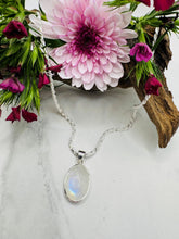 Sterling Silver Rainbow Moonstone Small Oval Pendant - Crystal Visions