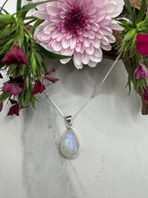 Sterling Silver Rainbow Moonstone Small Pear Shape Pendant - Solace