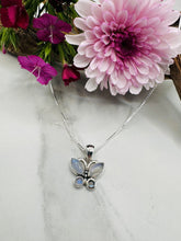 Sterling Silver Rainbow Moonstone Pendant - Petite Butterfly