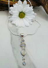 Sterling Silver Rainbow Moonstone Pendant - Cosmic Love