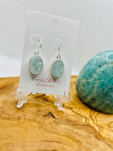 Sterling Silver Rough Cut Aquamarine Oval Drop Earrings
