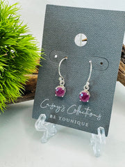 Sterling Silver Ruby Drop Earrings - Crimson Spark