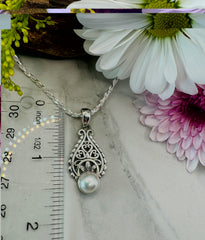 Sterling Silver Designer Pearl Pendant - Eternal Light