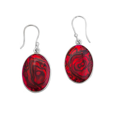 Sterling Silver Red Abalone Drop Earrings
