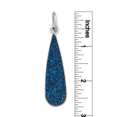 STERLING SILVER COBALT BLUE DRUSE TEARDROP PENDANT