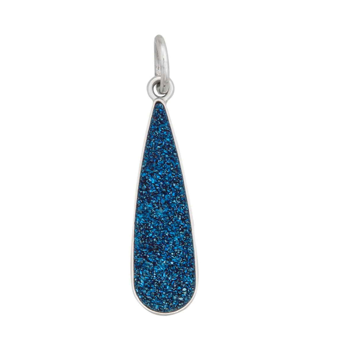 STERLING SILVER COBALT BLUE DRUSE TEARDROP PENDANT