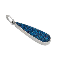 STERLING SILVER COBALT BLUE DRUSE TEARDROP PENDANT