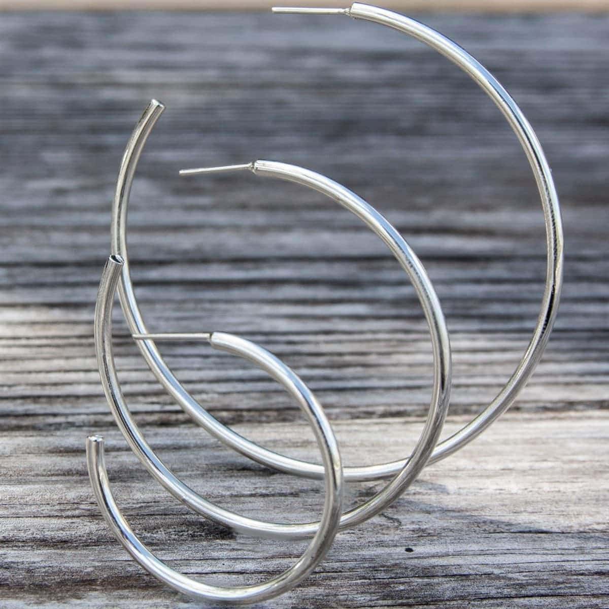 STERLING SILVER HIGH POLISH HOOP EARRINGS