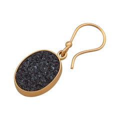 ALCHEMIA BLACK DRUZY OVAL DROP EARRINGS