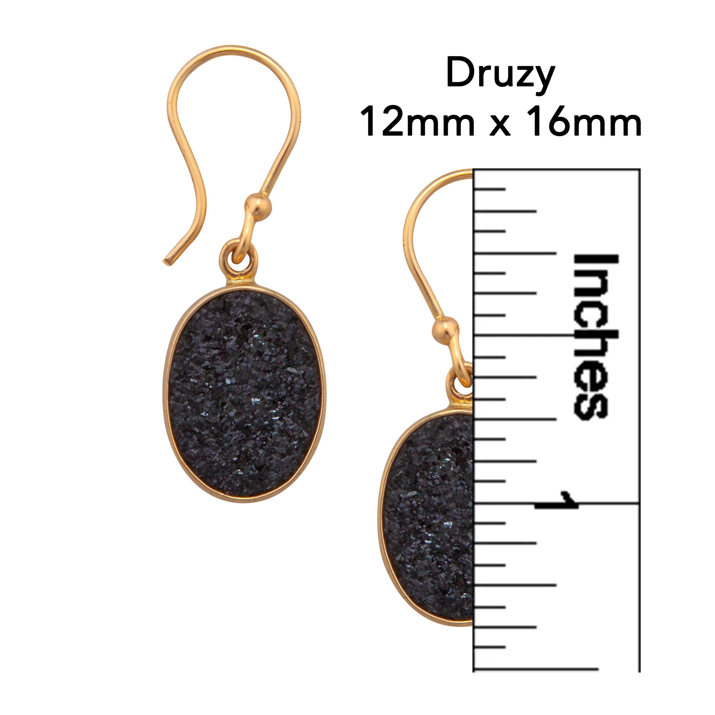 ALCHEMIA BLACK DRUZY OVAL DROP EARRINGS