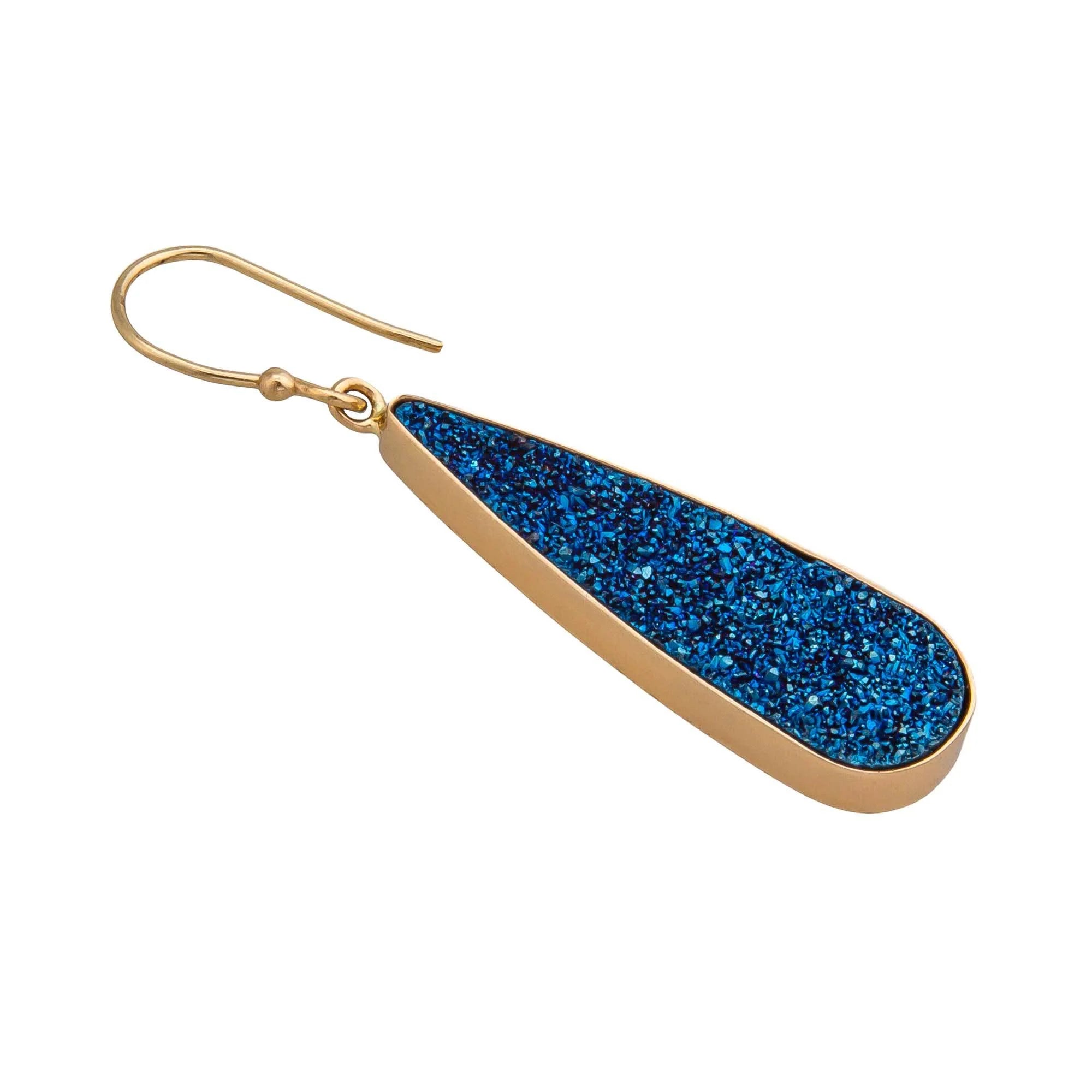 ALCHEMIA COBALT BLUE DRUZY TEARDROP EARRINGS