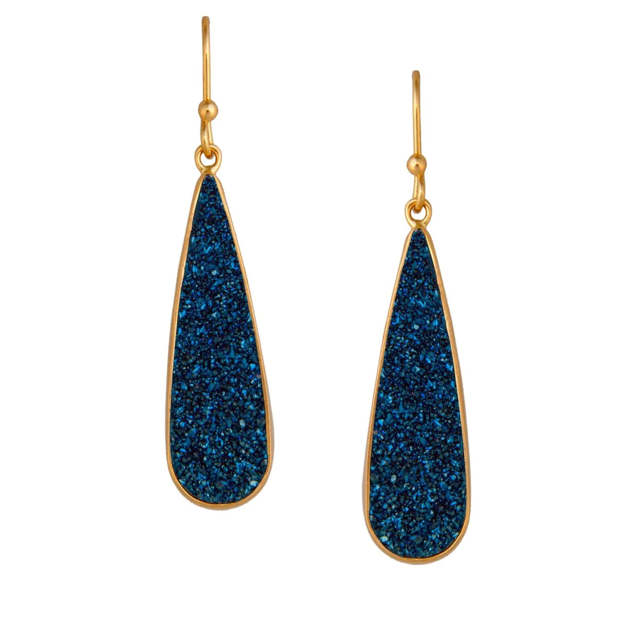 ALCHEMIA COBALT BLUE DRUZY TEARDROP EARRINGS