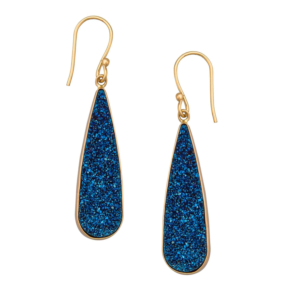 ALCHEMIA COBALT BLUE DRUZY TEARDROP EARRINGS