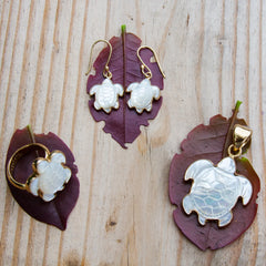 ALCHEMIA MOTHER OF PEARL SEA TURTLE EARRINGS