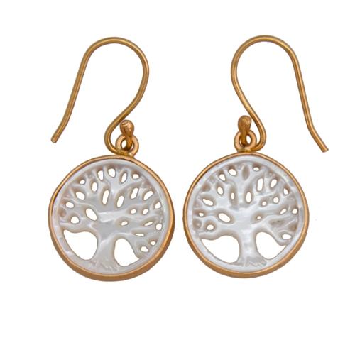 ALCHEMIA MOTHER OF PEARL TREE OF LIFE DROP EARRINGS