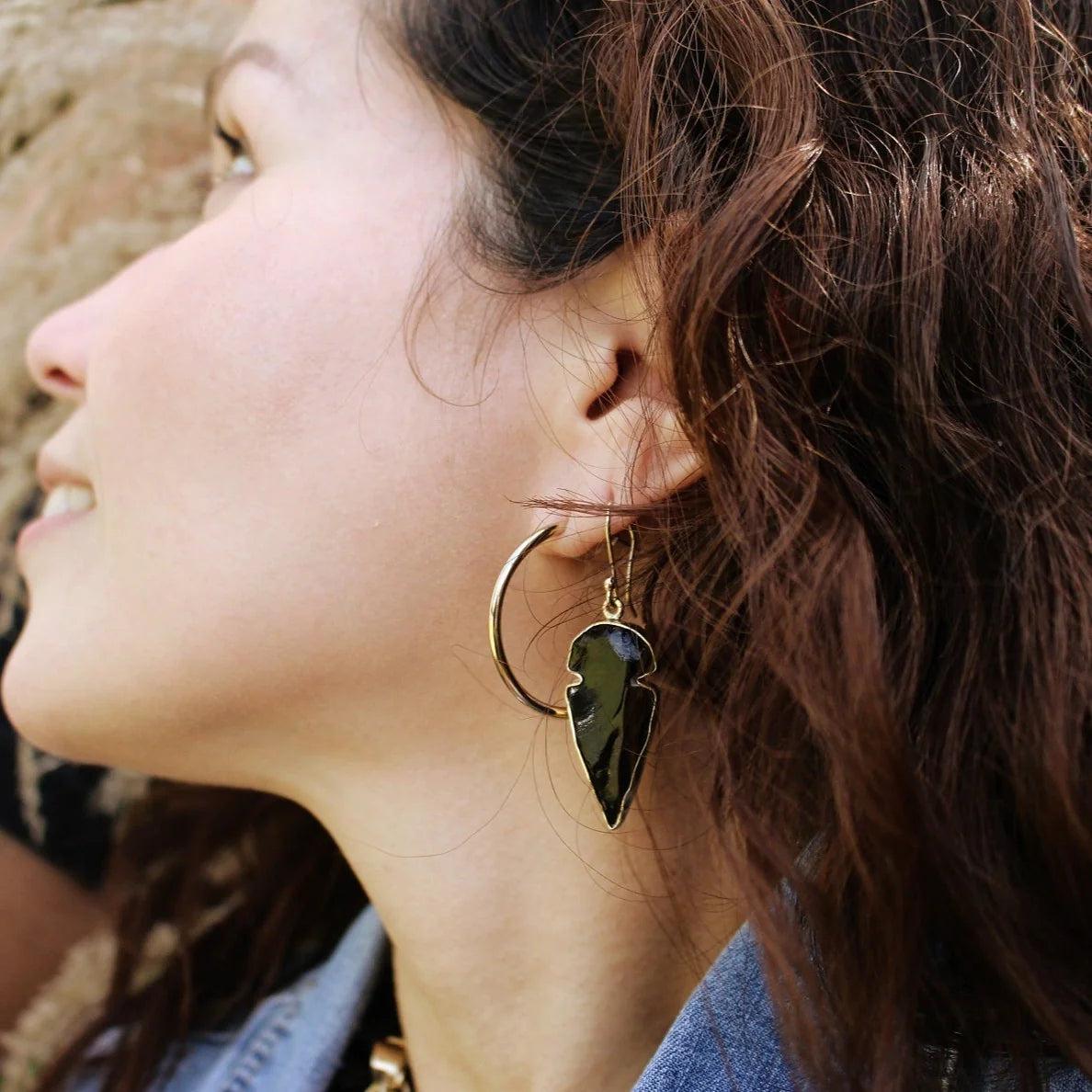 ALCHEMIA OBSIDIAN ARROWHEAD DROP EARRINGS