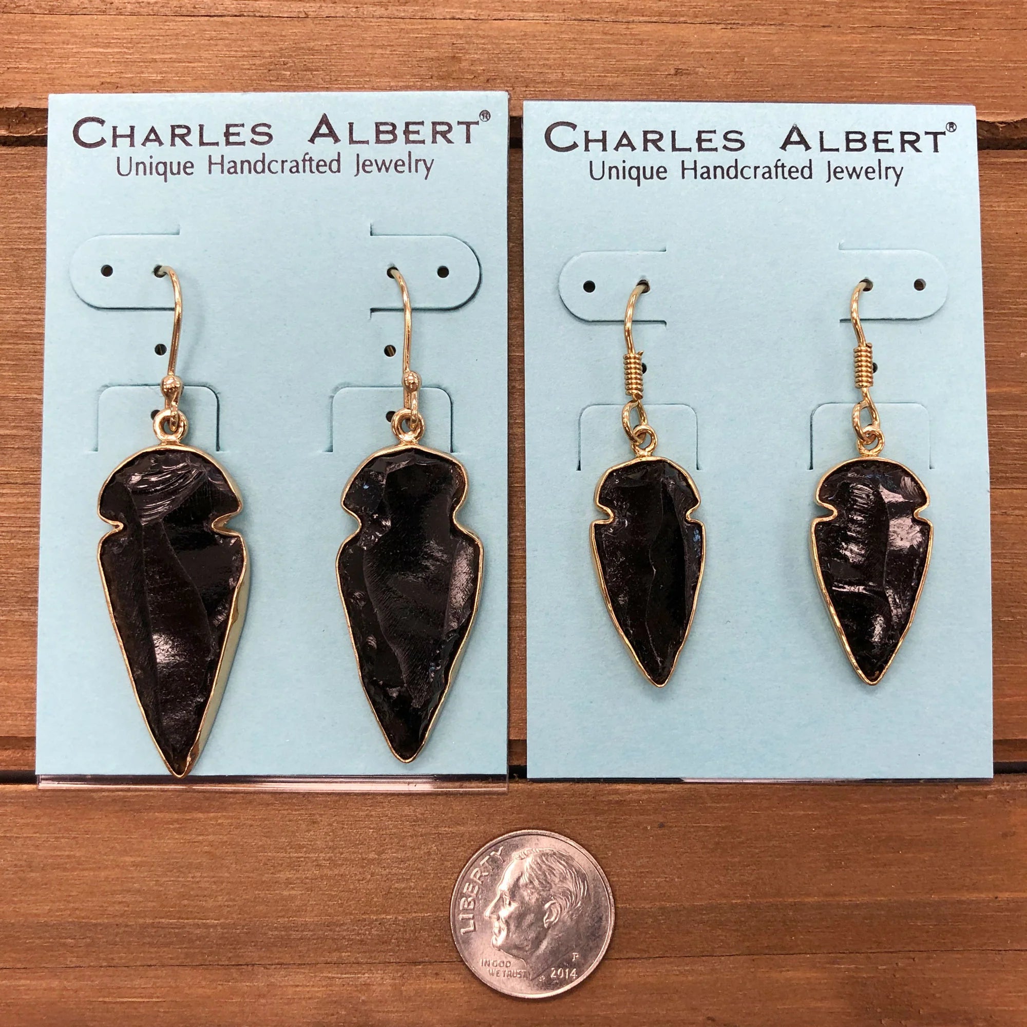 ALCHEMIA OBSIDIAN ARROWHEAD DROP EARRINGS