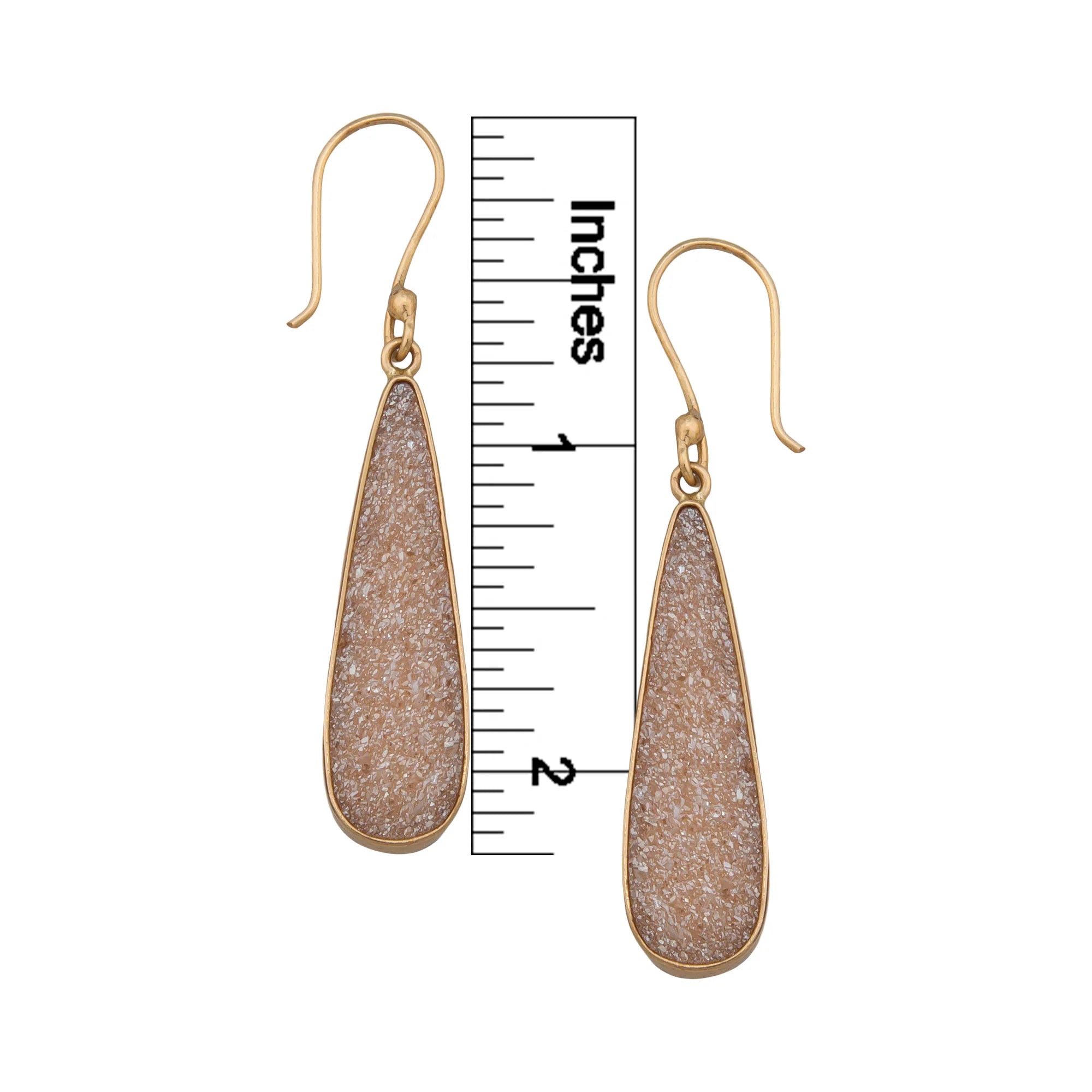 ALCHEMIA PEACH DRUZY TEARDROP EARRINGS