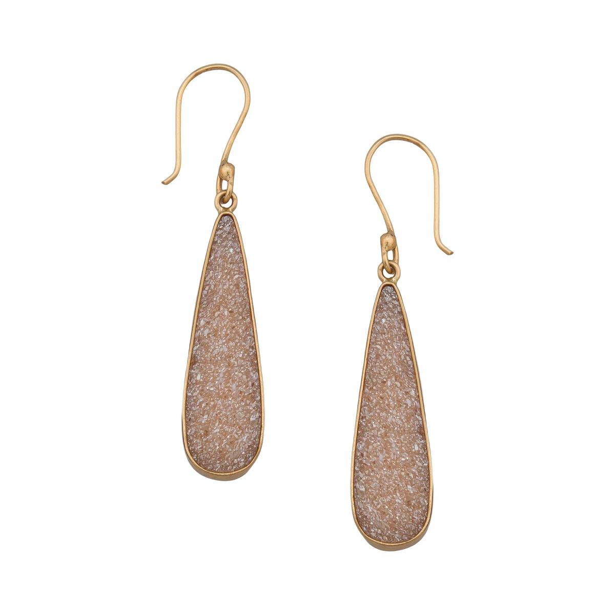 ALCHEMIA PEACH DRUZY TEARDROP EARRINGS