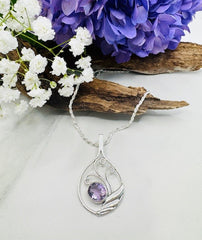 Sterling Silver Wave Amethyst Pendant