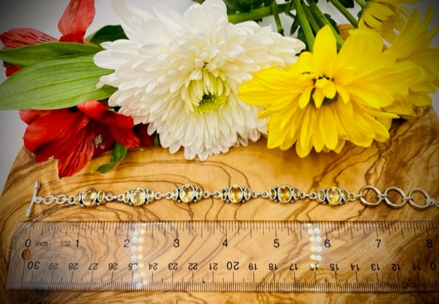 Adjustable Sterling Silver Citrine Bracelet