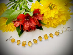 Adjustable Sterling Silver Rough Cut Citrine Bracelet