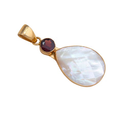 Alchemia Garnet and Mother of Pearl Teardrop Pendant