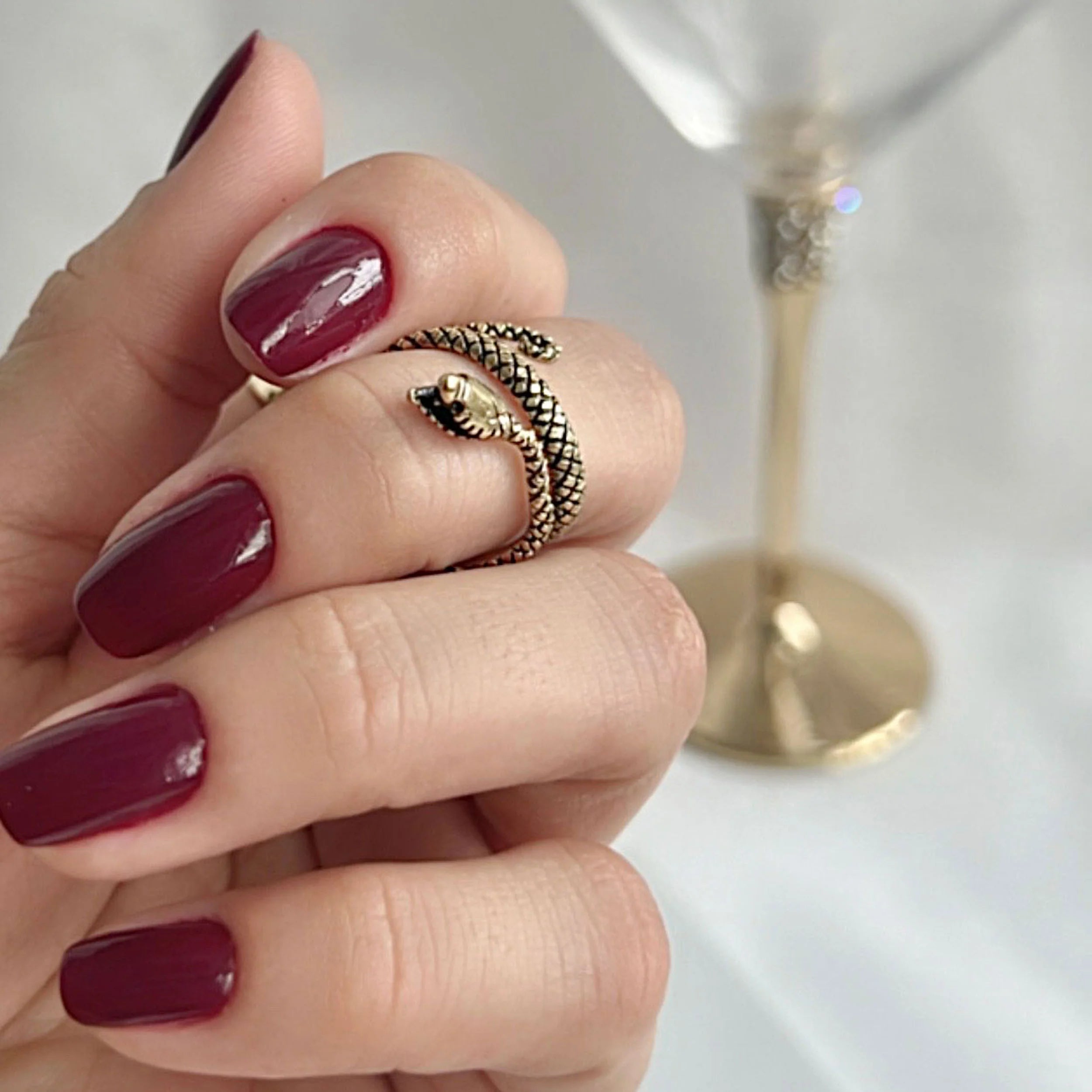Alchemia Snake Oxidized Adjustable Cuff Ring