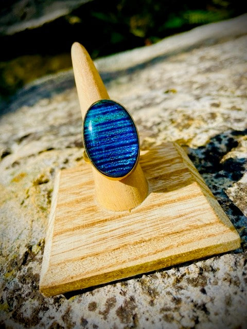 Alchemia Adjustable Blue Rivers Glass Ring