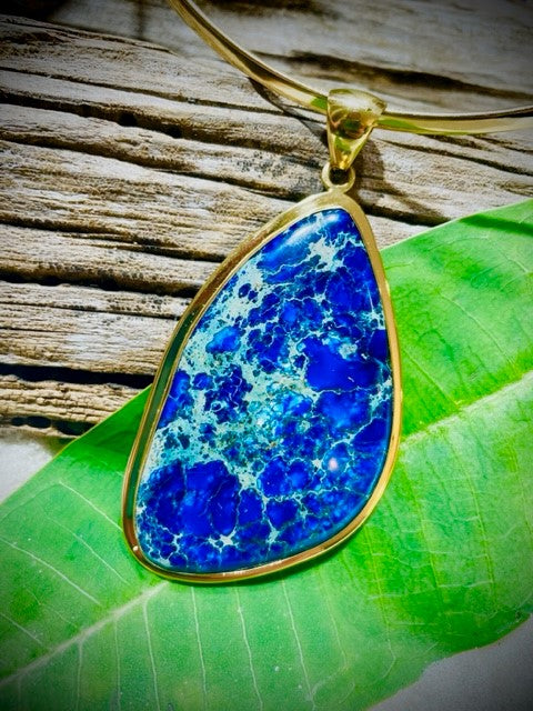 Alchemia Blue Jasper Detailed Edge Pendant