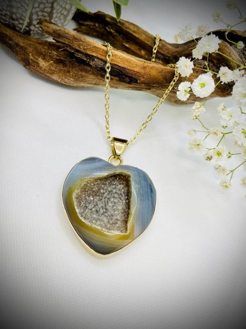 Alchemia Druse Agate Heart Shape Pendant