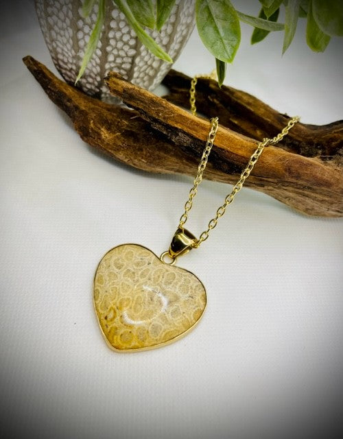 Alchemia Fossil Coral Heart Shape Pendant