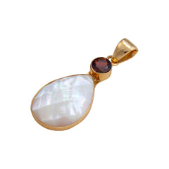 Alchemia Garnet and Mother of Pearl Teardrop Pendant