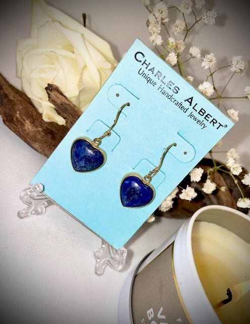 Alchemia Lapis Lazuli Heart Shaped Drop Earrings