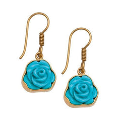 Alchemia Teal Resin Rose Drop Earrings