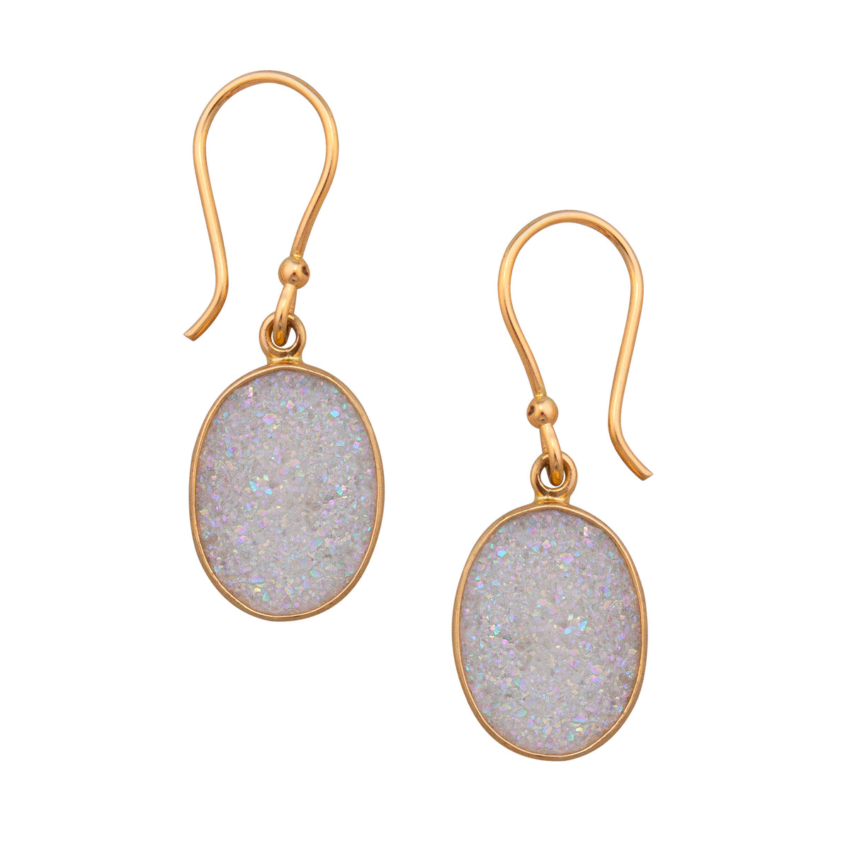 Alchemia White Druzy Oval Drop Earrings