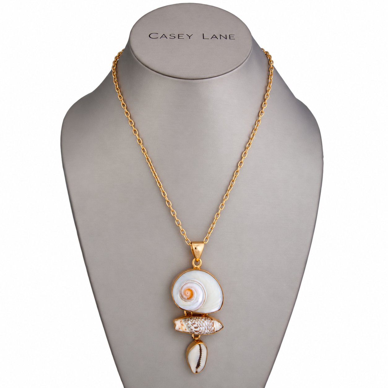 Alchemia Cinnerus, Olive & Cowry Shell Pendant