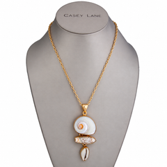 Alchemia Cinnerus, Olive & Cowry Shell Pendant